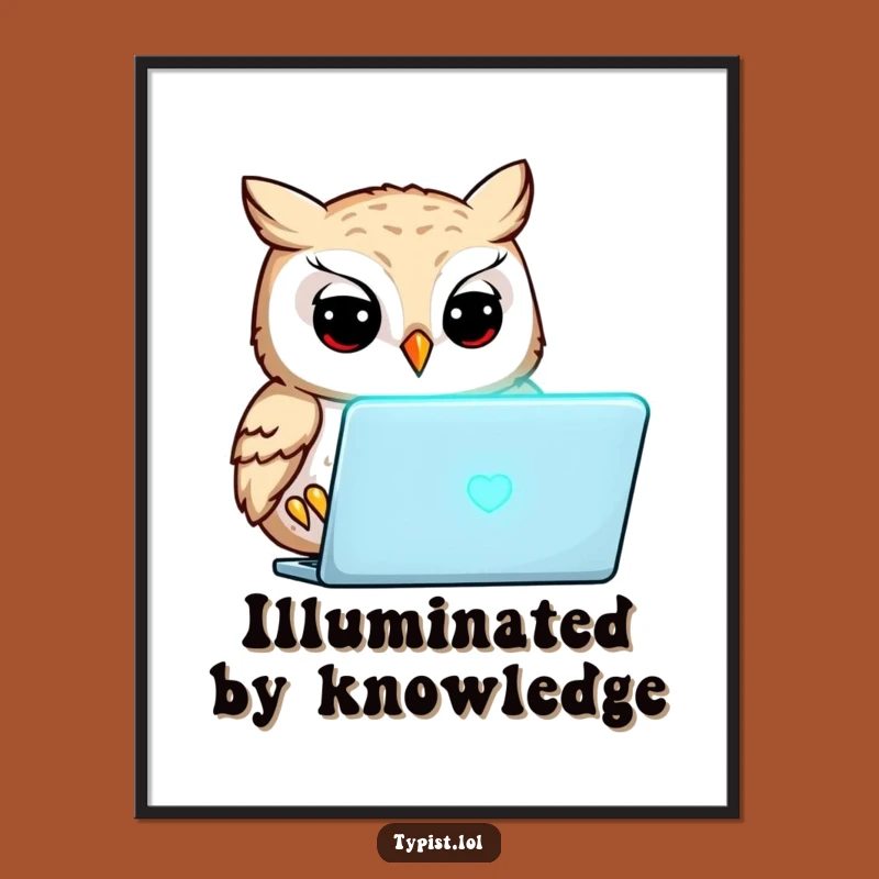 Funny Focused Owl Poster: Wise Wall Art for a Humorous and Inspiring Study Space