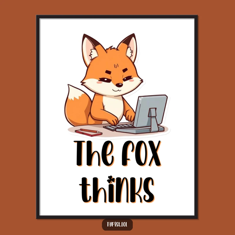 Funny Fox Typing Poster: Bring Hilarious Genius to Your Walls