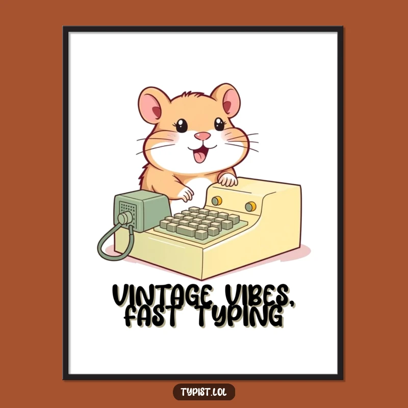 Funny Hamster Typewriter Poster: Vintage Charm and Cute Humor