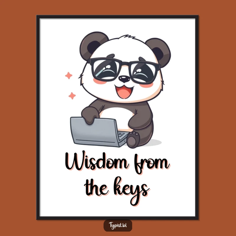 Funny Panda Typing Poster: Decorate with Intellectual Whimsy