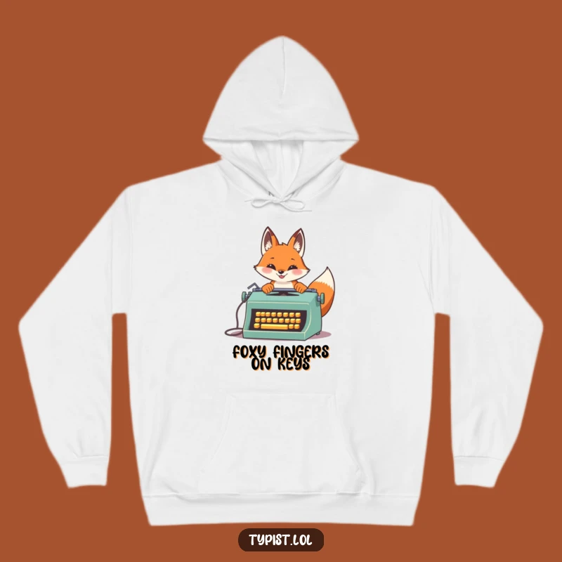 Funny Fox Vintage Typewriter Hoodie: Cozy Speed Writer Gift