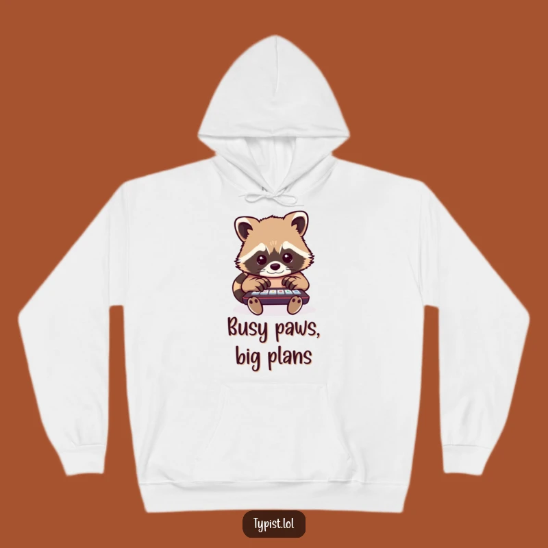 Funny Raccoon Typing Hoodie: Stay Cozy and Productive with Hilarious Multitasking