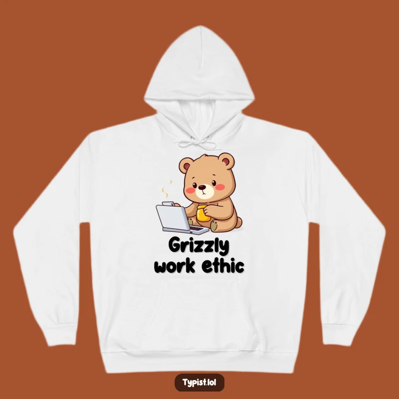 Funny Bear Typing Hoodie: Cozy & Hilarious Sweatshirt for the Driven