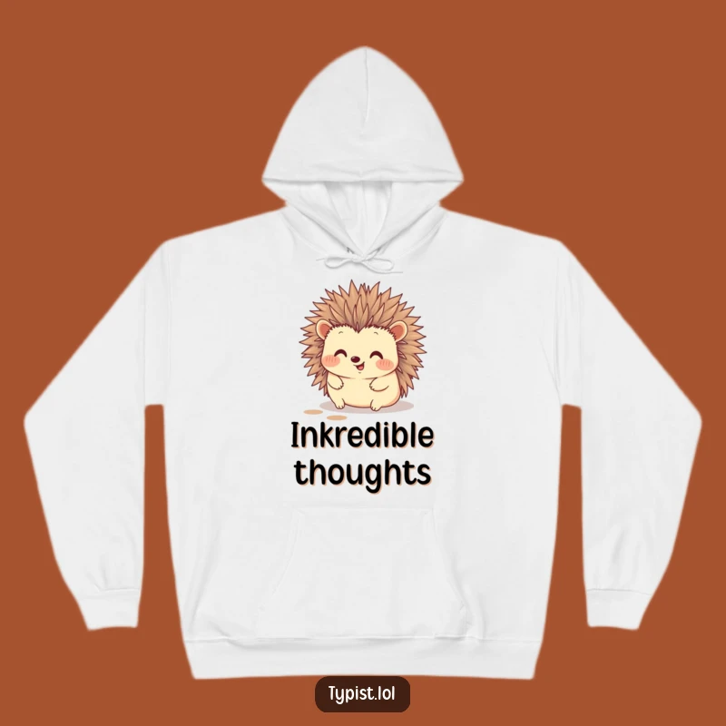 Funny Hedgehog Typing Hoodie: Cozy Quill Writer Sweatshirt, Great Gift