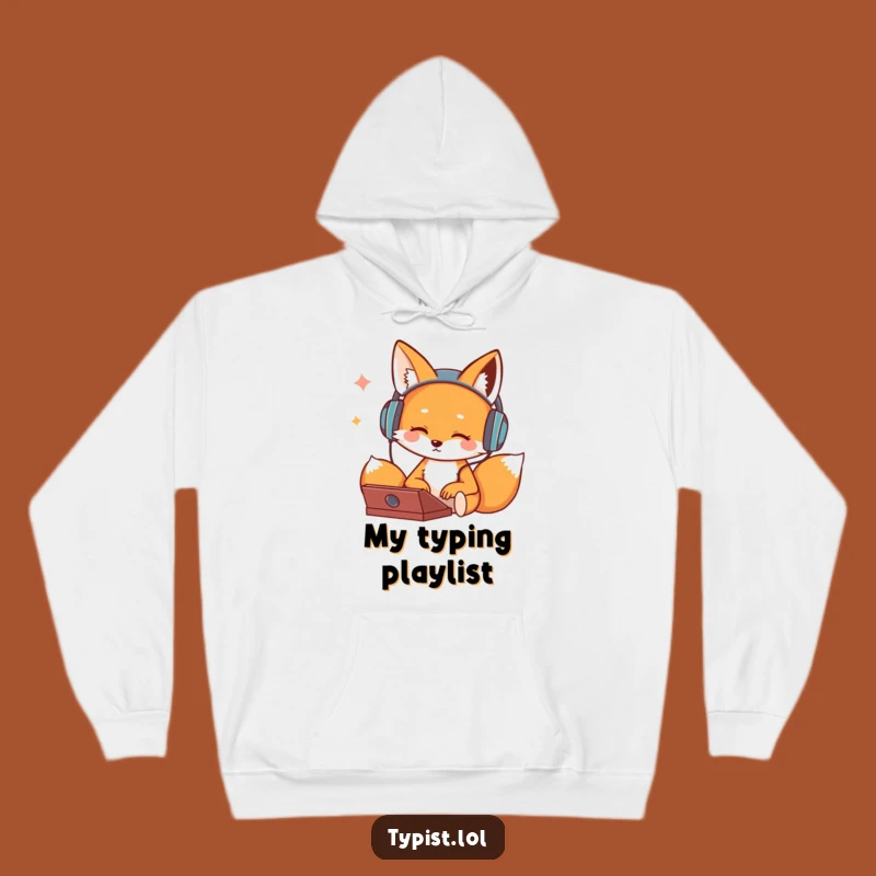 Cozy Funny Fox Typing Hoodie: Warm Up with Groovy Music Vibes Gift