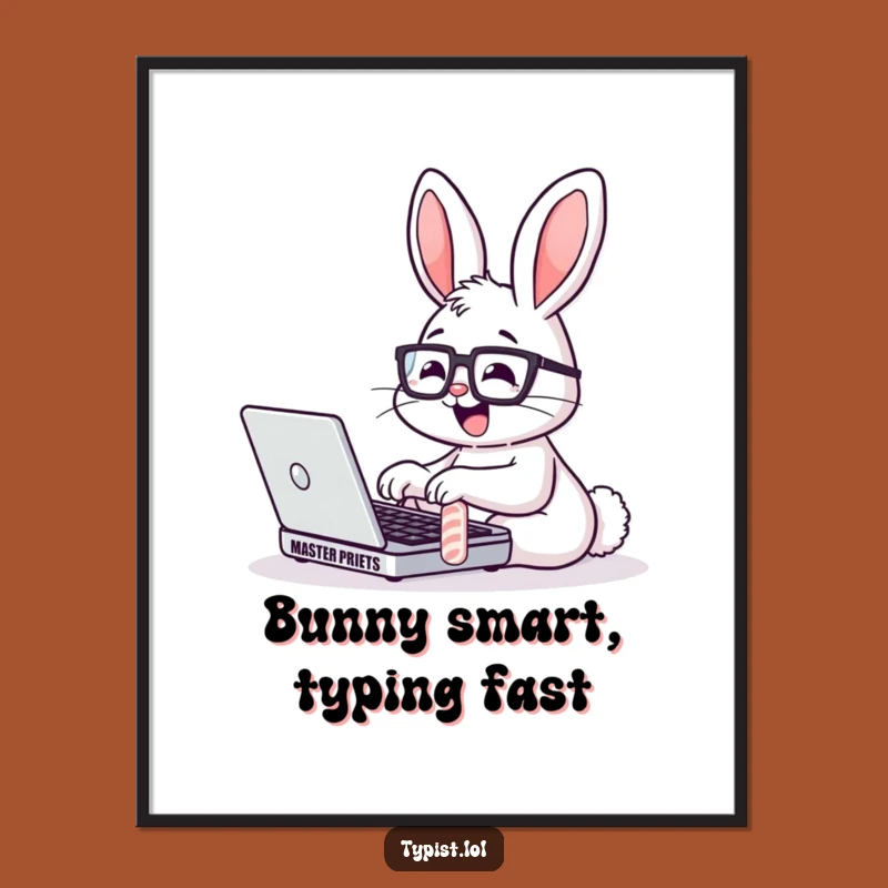 Free Printable Bunny Typing Art: Funny Downloadable Poster for Book Lovers