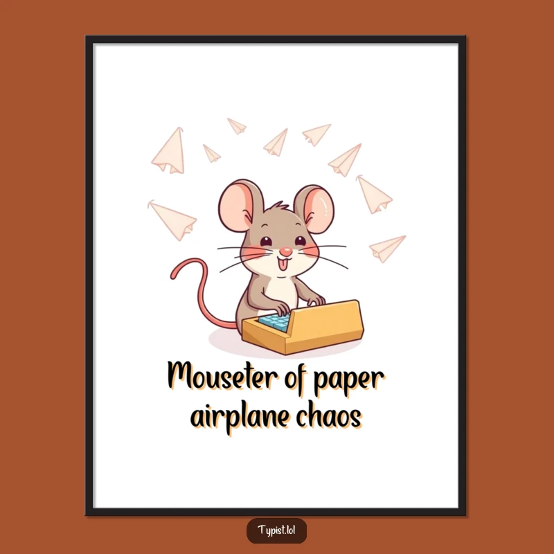Free Printable Mouse Wall Art: Humorous Brave Mouse Typing Art Downloadable Gift