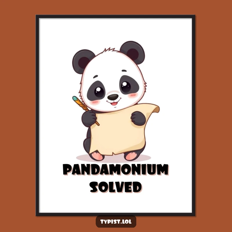 Free Printable Panda Scroll Art: Funny Downloadable Poster with Whimsical Charm