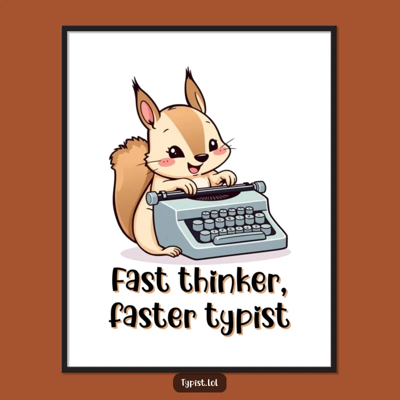 Free Printable Squirrel Typing Art: Funny Downloadable Poster for Speed Enthusiasts