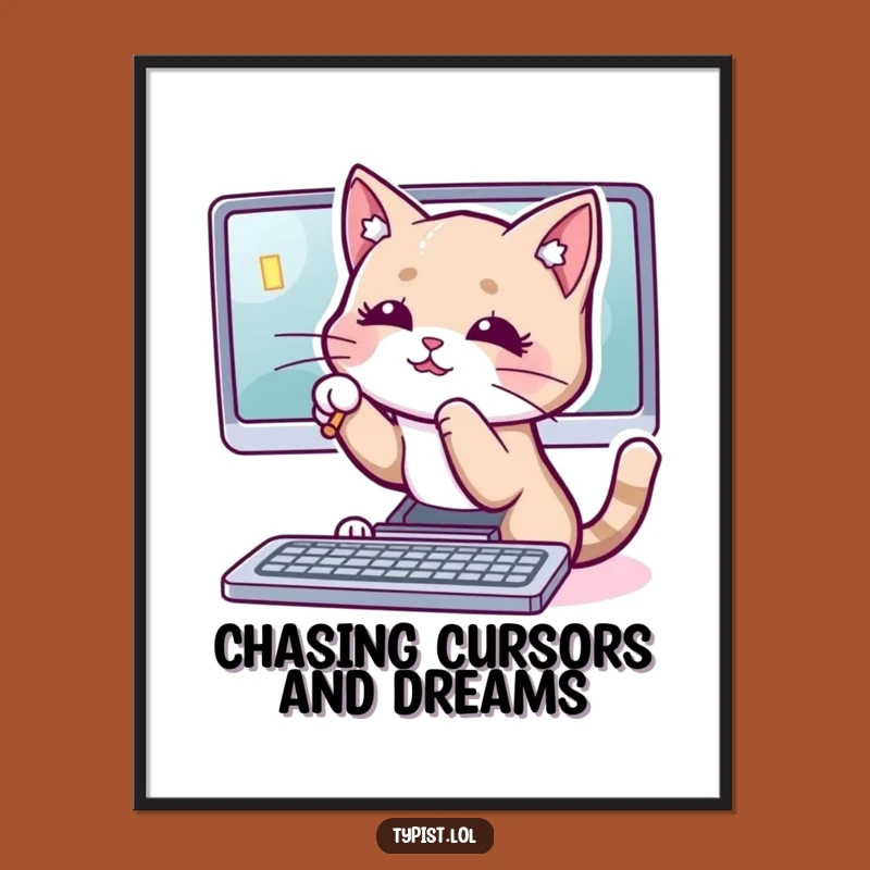 Funny Free Printable Cat Cursor Wall Art - Playful Downloadable Decor for Tech Lovers