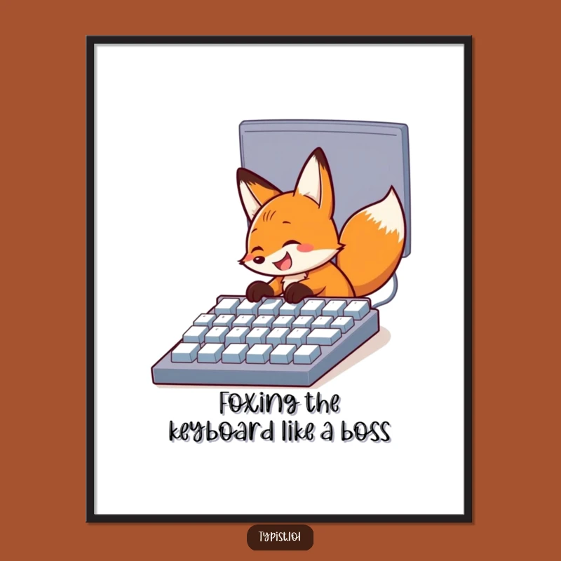 Funny Free Printable Wall Art: Fox Typing with a Grin, Humorous Downloadable Decor
