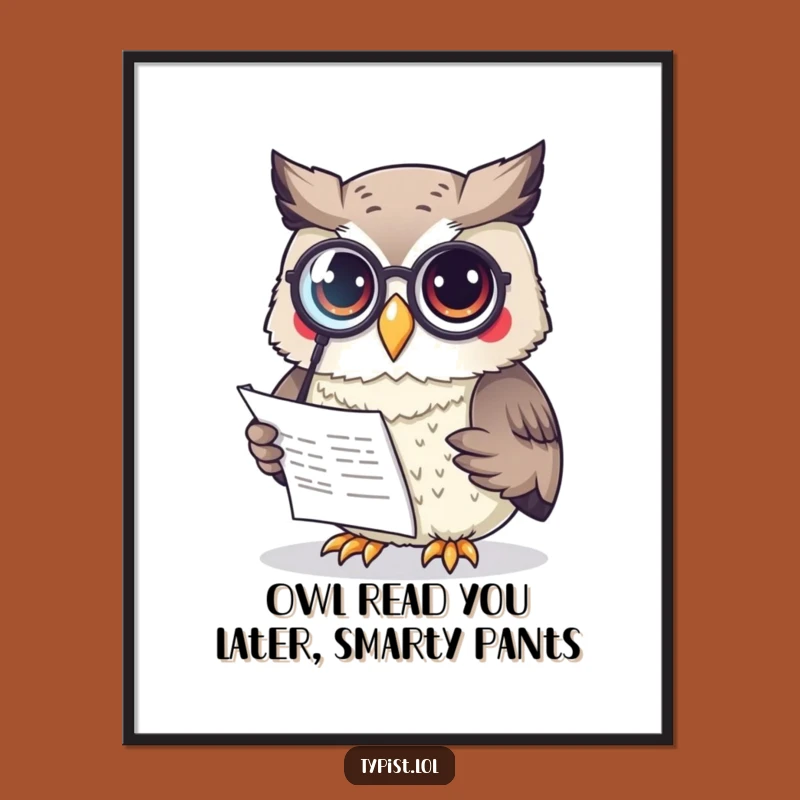 Funny Free Printable Wall Art: Curious Owl Monocle Reader Downloadable Decor