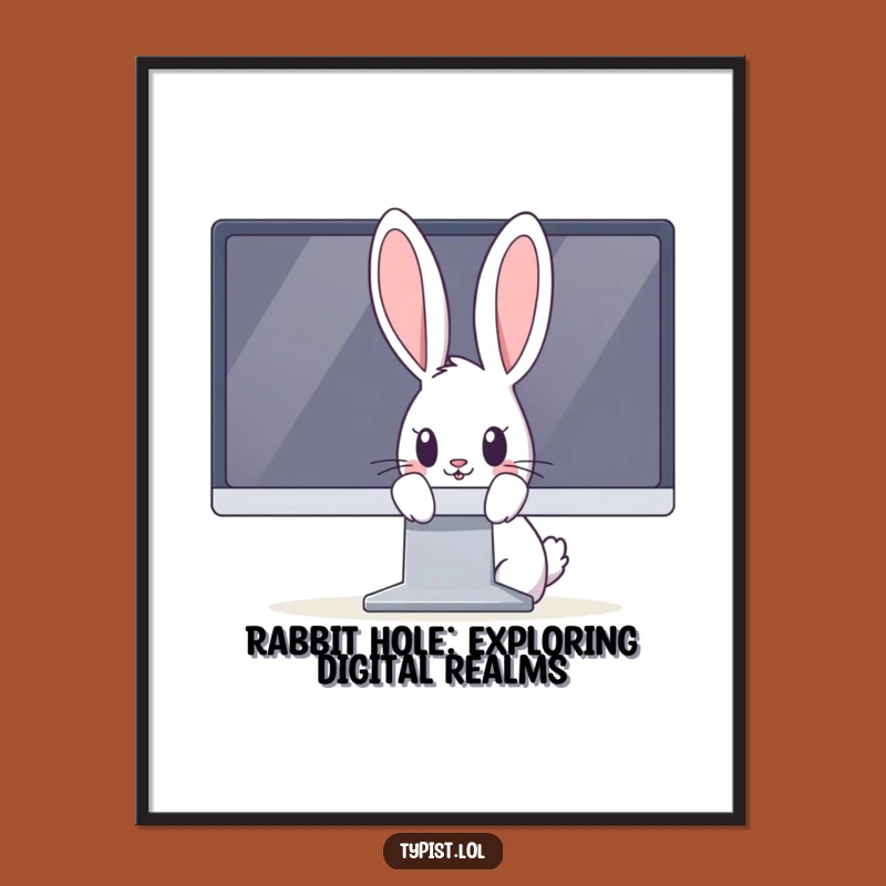 Free Printable Rabbit Monitor Wall Art - Funny Downloadable Decor for Tech Nooks