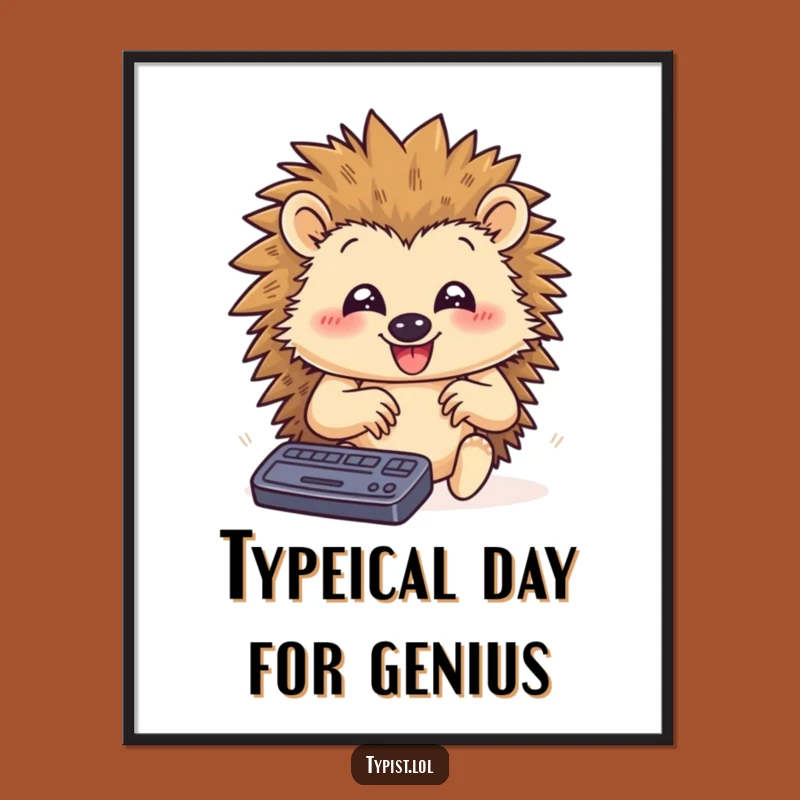 Free Printable Hedgehog Typing Art - Funny Downloadable Wall Decor for Creatives