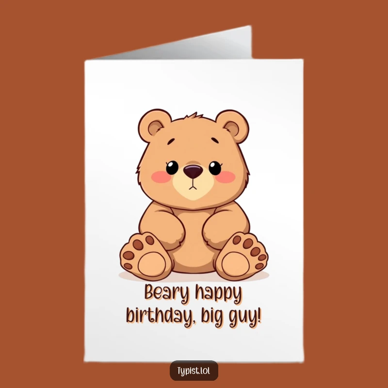 Free Printable Birthday Card: Funny Bear Typist Design, Downloadable & Cute!