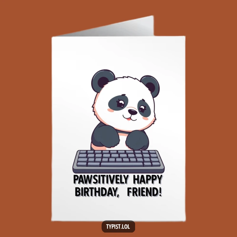 Free Printable Birthday Card: Funny Panda Typing Disaster, Humorous Downloadable Gift