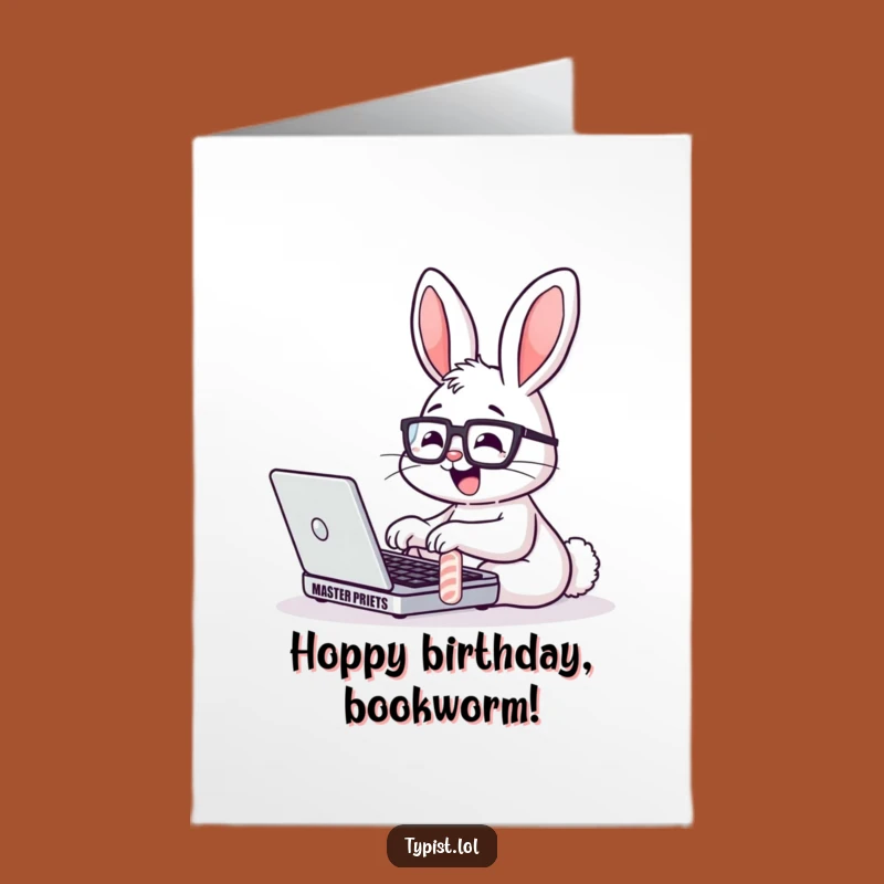 Free Printable Bunny Birthday Card: Nerdy Typing Humor Downloadable Gift