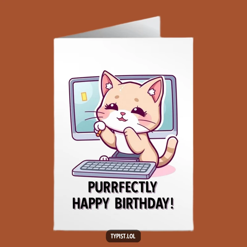 Free Printable Cat Birthday Card - Playful Downloadable Typing Cursor Card for Fun