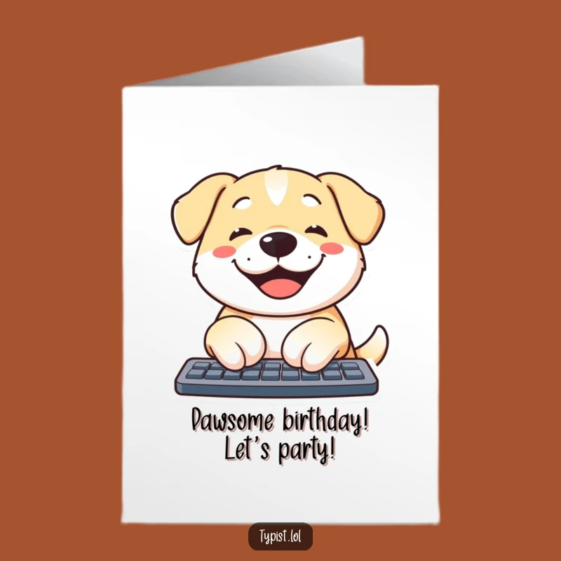 Free Printable Dog Birthday Card: Funny Paw-typing Pup Downloadable Gift for Dog Lovers