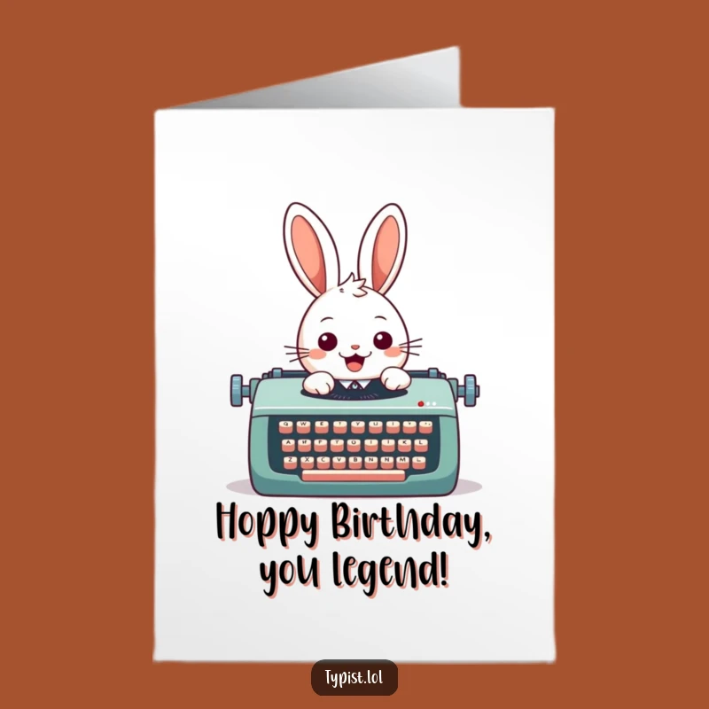 Free Printable Funny Birthday Card: Rabbit Typing Fast, Hilarious Downloadable Gift