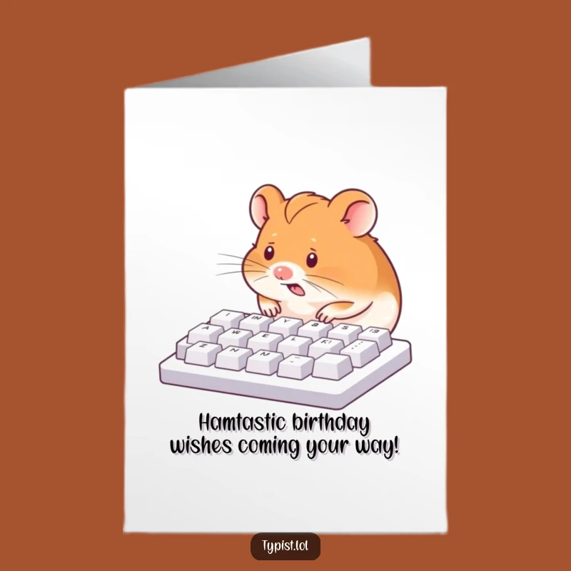 Free Printable Hamster Keyboard Birthday Card - Funny Downloadable Gift for Tech Lovers