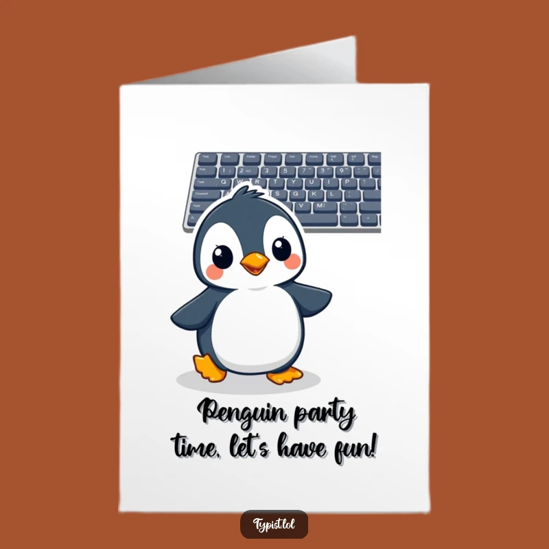 Free Printable Penguin Keyboard Birthday Card - Funny Downloadable Gift for Techies
