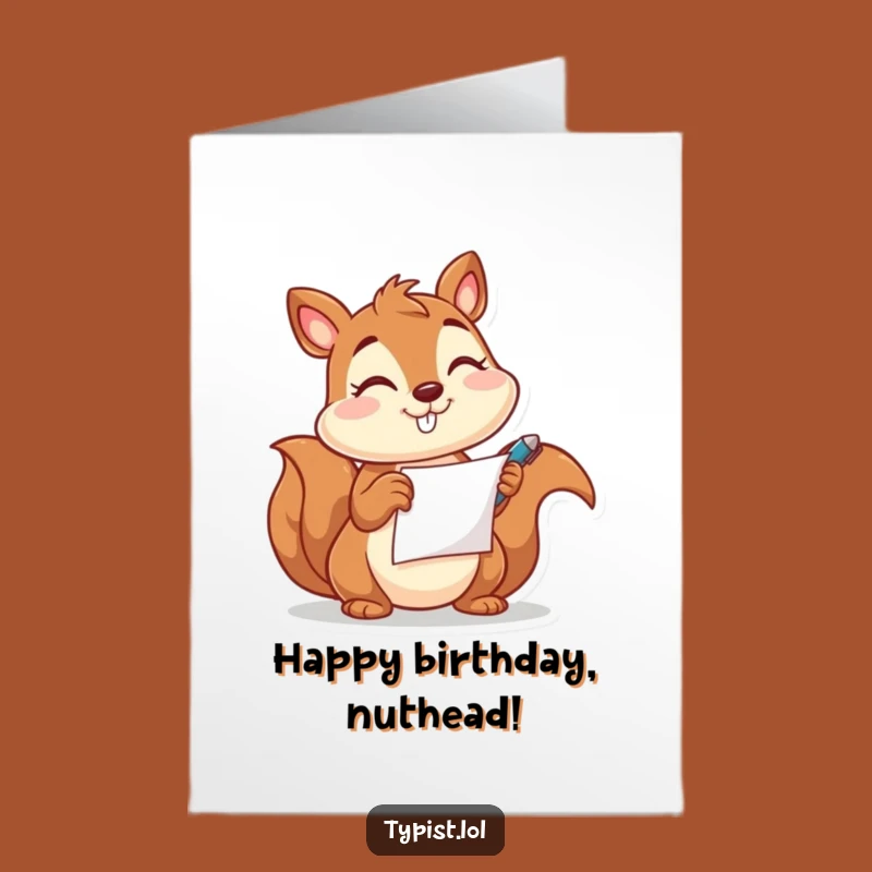 Free Printable Funny Birthday Card: Winking Squirrel Note Downloadable Gift