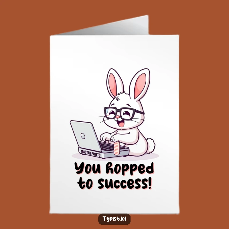Free Printable Bunny Card: Smart Typing Congratulations Downloadable Gift