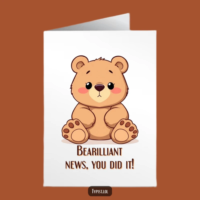 Free Printable Congrats Card: Big Paws Bear Typist, Downloadable Fun!
