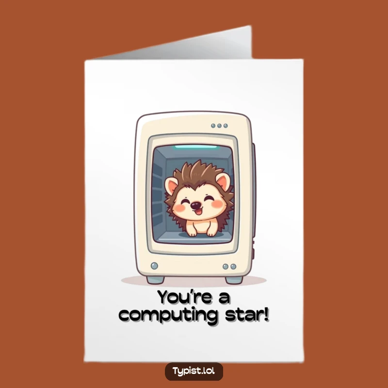 Free Printable Congrats Card: Hedgehog Tech Surprise, Downloadable!
