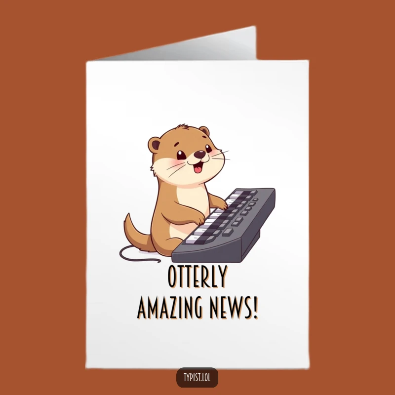 Free Printable Funny Congrats Card: Otter Keyboard Celebration Downloadable Gift