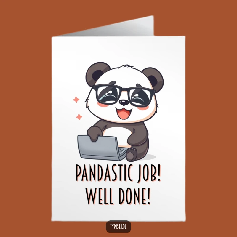 Free Printable Panda Typing Card: Joyful Congrats Downloadable Gift!