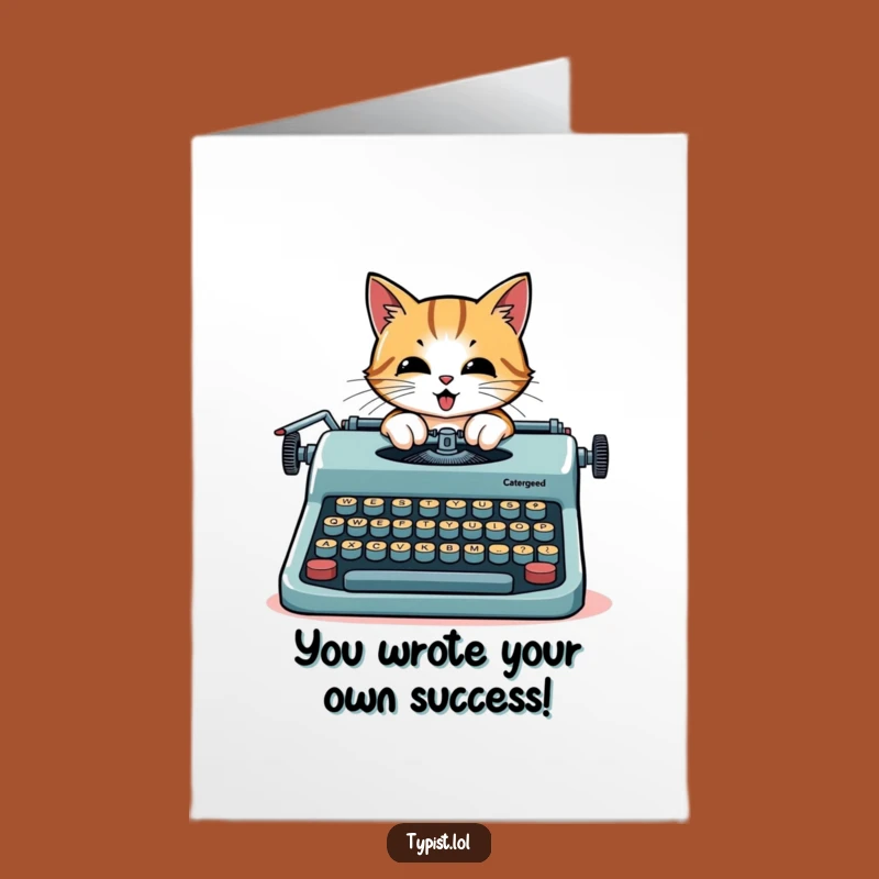 Free Printable Congrats Card: Humorous Cat Scribe DIY Downloadable Gift for New Books