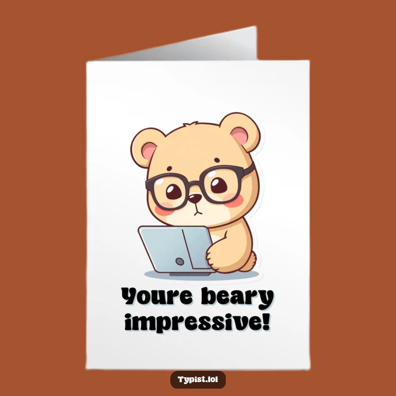 Free Printable Congrats Card: Bear's Focused Study, Humorous Downloadable Gift