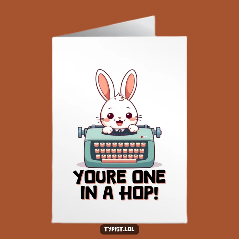 Free Printable Congrats Card: Rabbit's Typing Triumph, Humorous Downloadable Gift