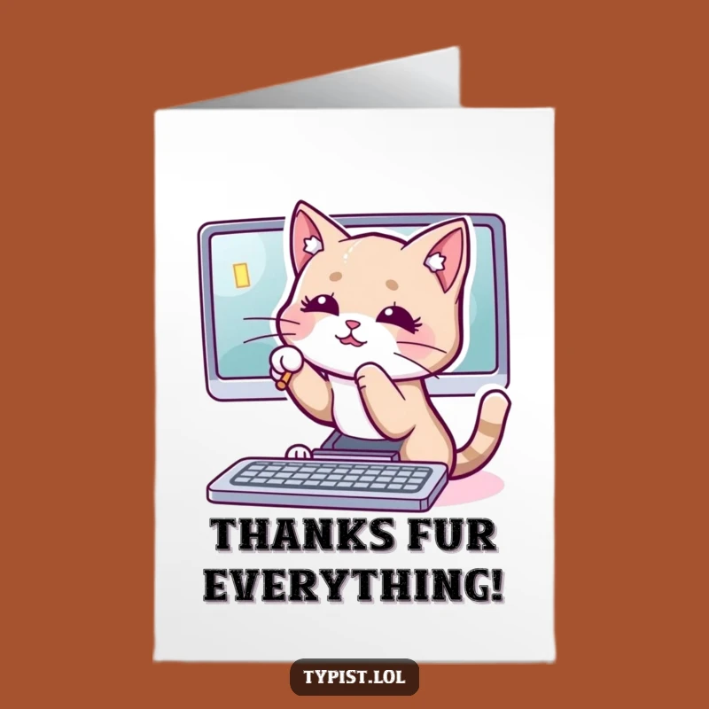 Free Printable Cat Thank You Card - Playful Downloadable Cursor Greeting
