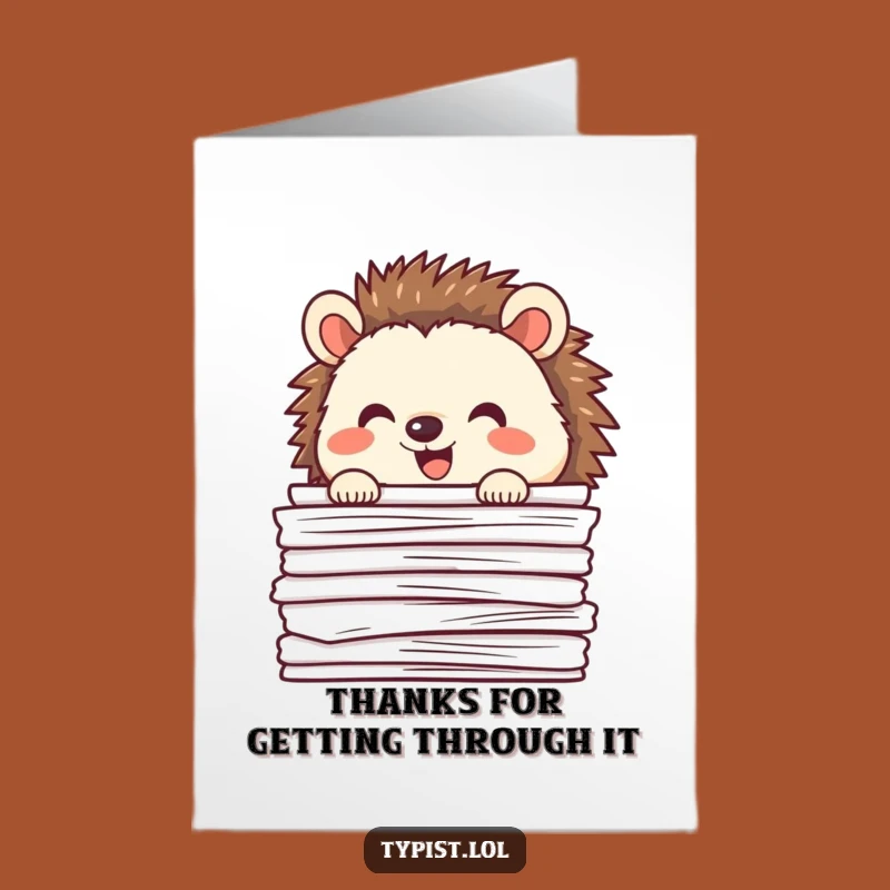 Free Printable Hedgehog Thank You Card: Grateful Hedgehog Peek Downloadable Gift