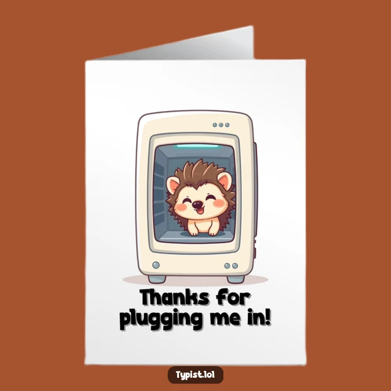Free Printable Thank You Card: Hedgehog Tech Peek, Instant Download!