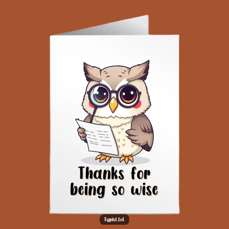 Free Printable Thank You Card: Owl Monocle Funny Downloadable Gift