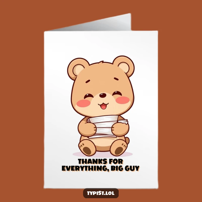Free Printable Thank You Card: Smiling Bear Papers Funny Downloadable Gift