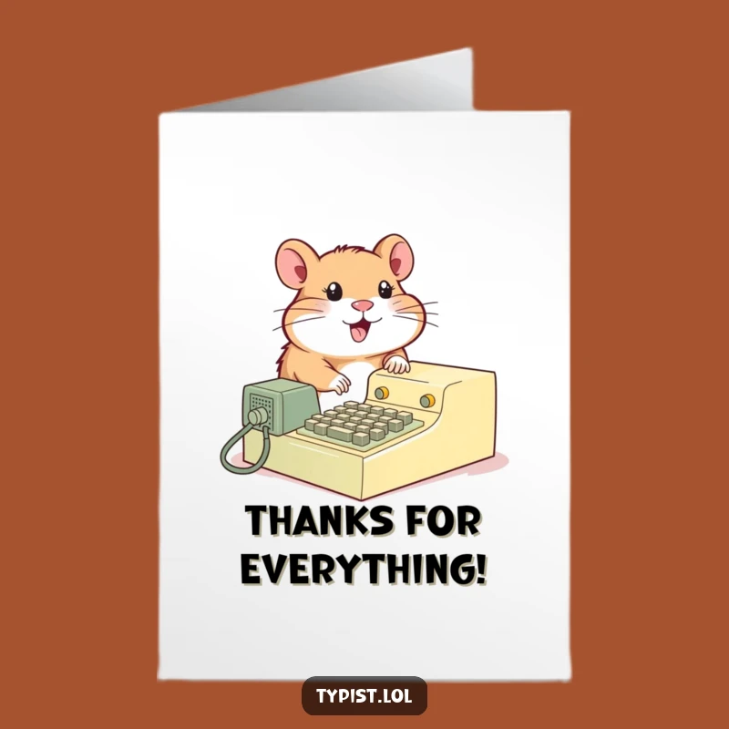 Free Printable Thank You Hamster Card: Vintage Gratitude Downloadable Gift