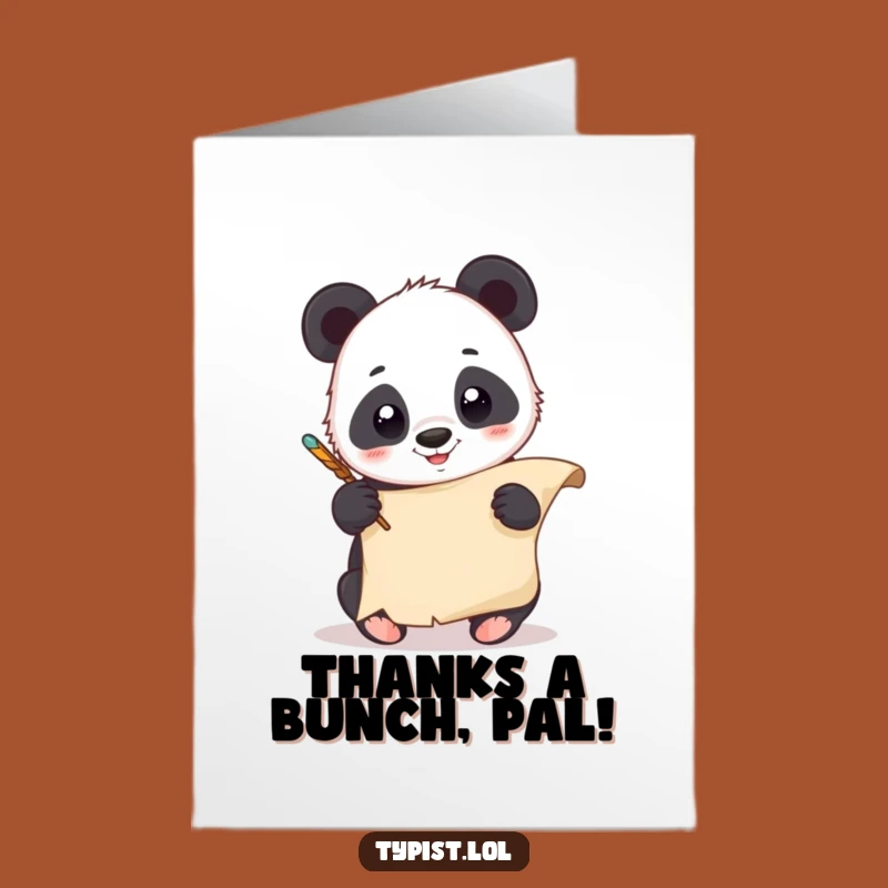 Free Printable Thank You Panda Card: Quill & Scroll Gratitude Downloadable Gift