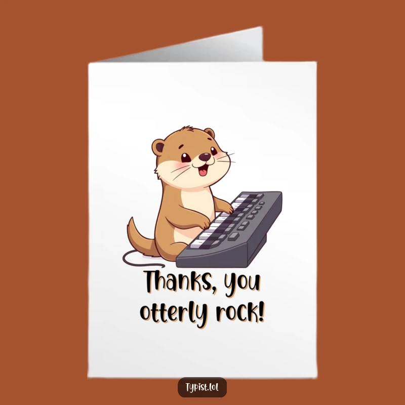 Free Printable Funny Thank You Card: Otter Typing Thanks Downloadable Gift