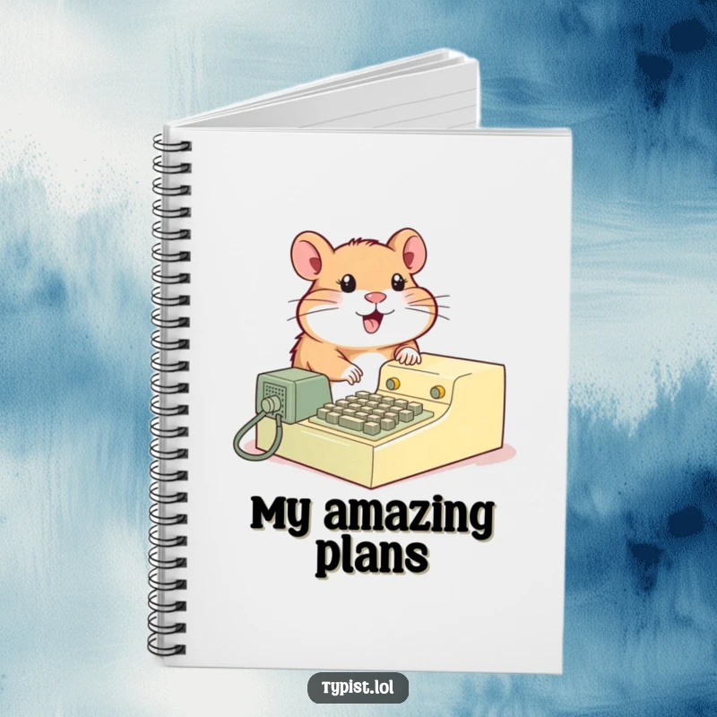 Funny Hamster Typewriter Notebook: A hamster types on a vintage machine. Great for retro notes.