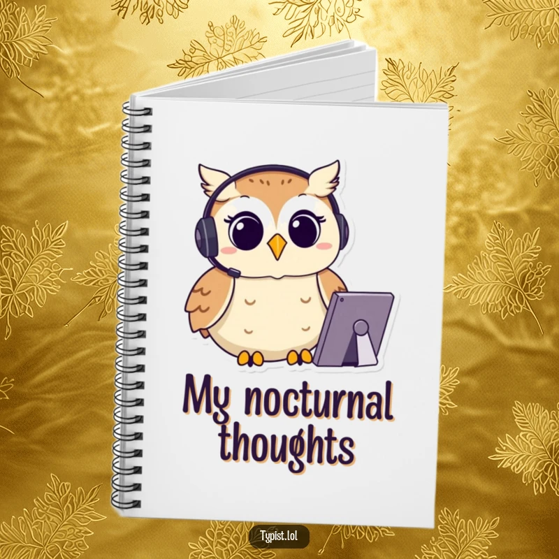 Funny Owl Notebook: A happy owl wears a headset and types with focus, a humorous journal for capturing ideas, funny gift.