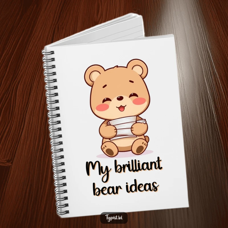 Funny Bear Notebook: A smiling bear character holds a stack of papers, perfect for jotting down notes with a cheerful and humorous approach.