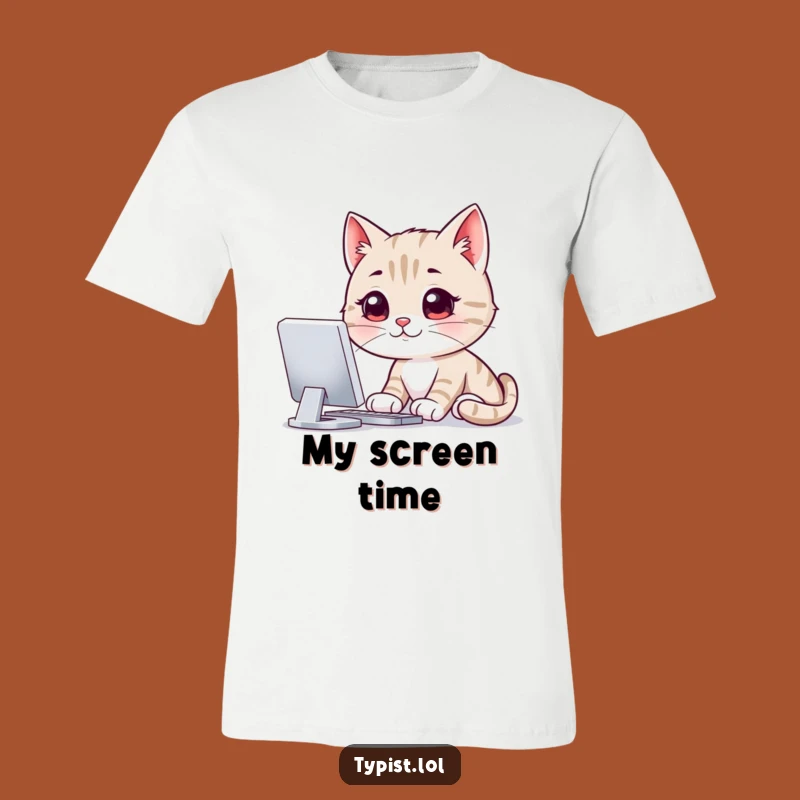 Funny Cat Coder Tee: Hilarious Screen-Staring Cat for Tech Enthusiasts