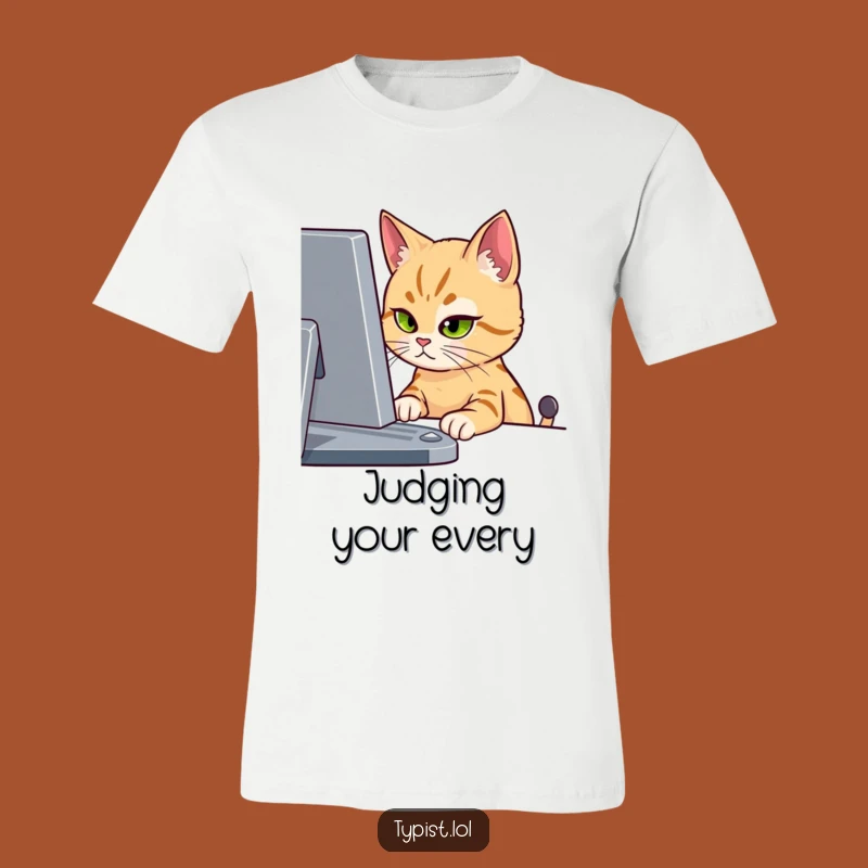 Funny Cat Screen Stare T-Shirt - Feline Concentration Tee