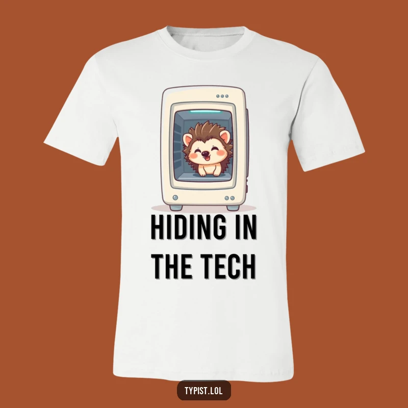 Funny Hedgehog Computer T-Shirt: Giggling Tech Humor Gift