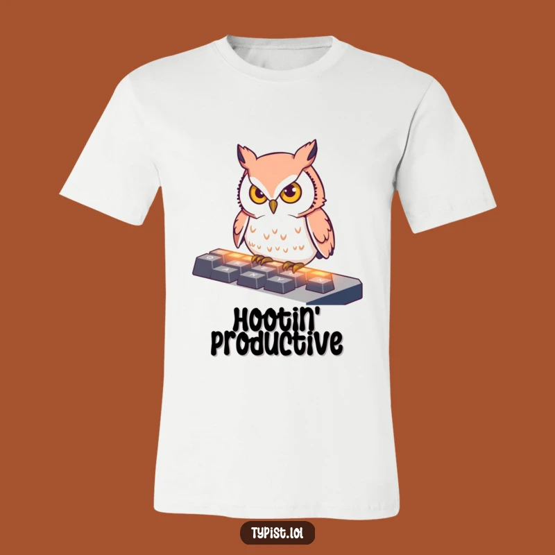 Funny Owl Typing T-Shirt: Focused Bird's Keyboard Hustle, Ideal Funny Gift Tee